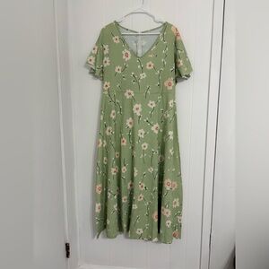 Green Floral Midi Dress